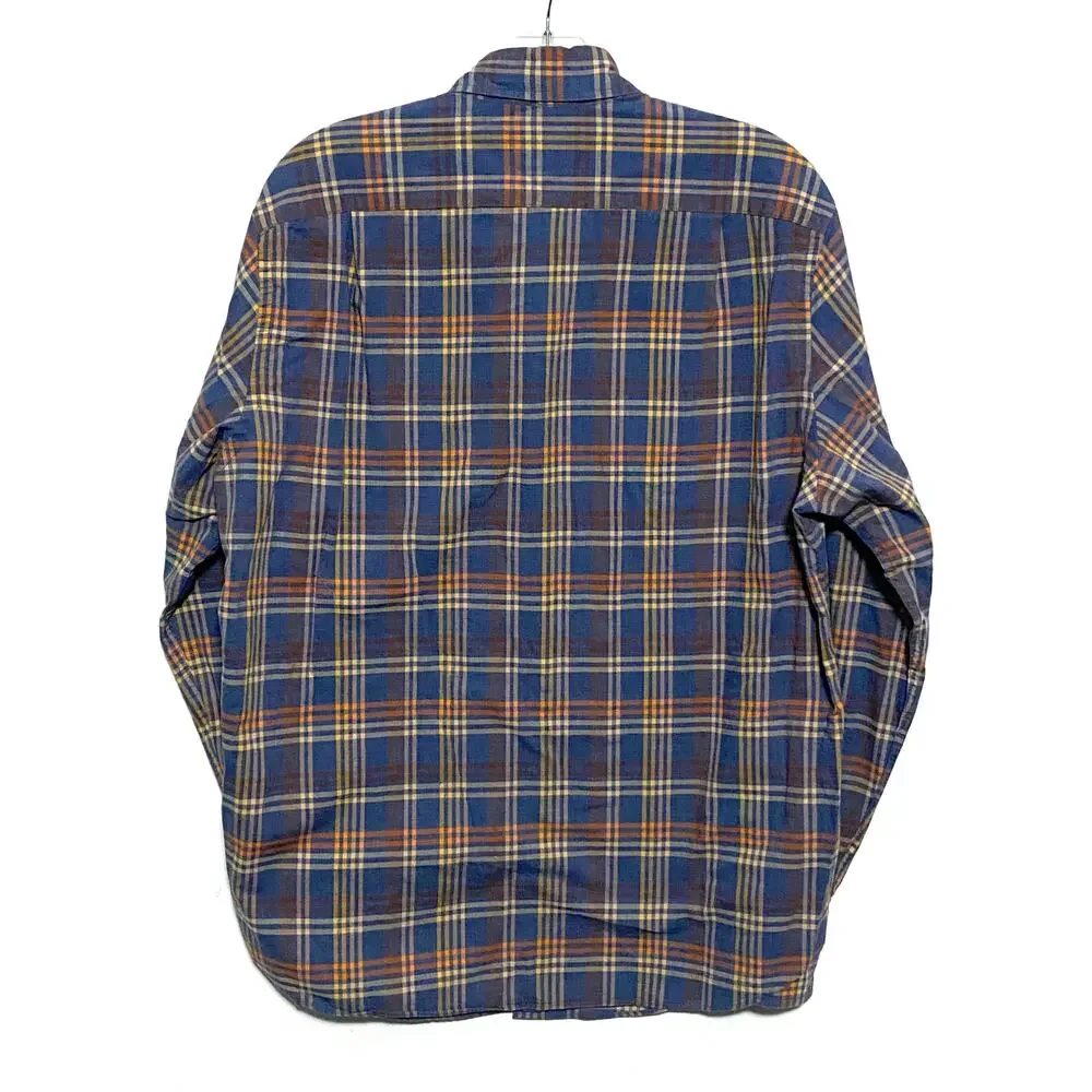 Vintage J Crew Plaid Button Shirt Men M Blue Preppy Classic Cotton Mauritius